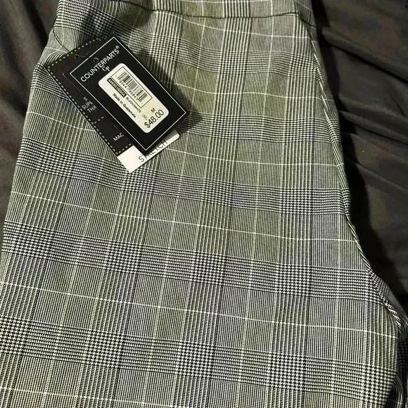 NWT Black And White Plaid Cropped Cigarette 
Stretch Pull On Dress Pant. Sz: M. - Picture 5 of 8